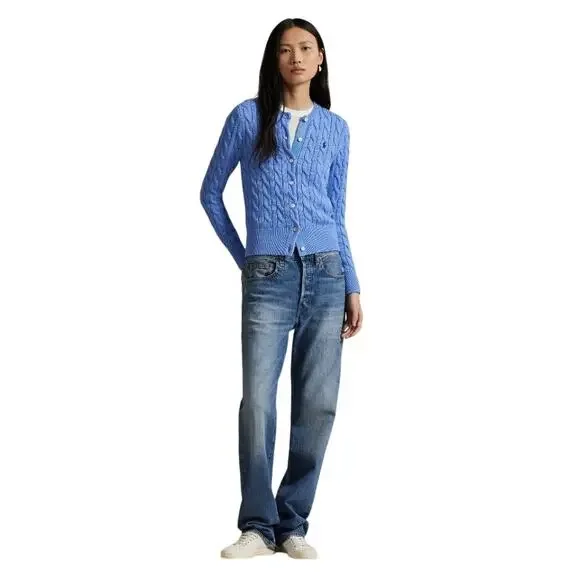 Polo Ralph Lauren Women Cable-Knit Cotton Crewneck Classic Cardigan Size XS - Picture 4 of 7